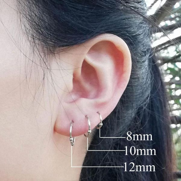 Brincos de argola 6 PCs/conjunto de aço inoxidável pequeno para mulheres anéis bola Black Cartilage Circle Hoops Tragus piercing earring