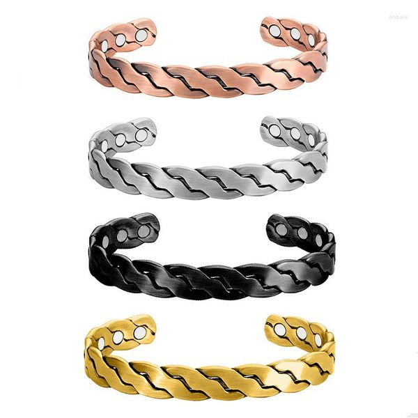 Bracelets de link Bracelete magnético de cobre Artrite ímãs ajustáveis ​​Mulheres Mulheres Cuff Terapia Energia Saúde Bulbões de Bulgoras de Jóias de Jóias E163