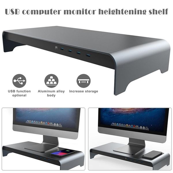 Stand Smart Base Aluminiumlegierung Computer -Laptop -Basisständer mit 4 USB -Hub C 3.0 Port Support Ordinateur Portable Adaptador Monitor PC