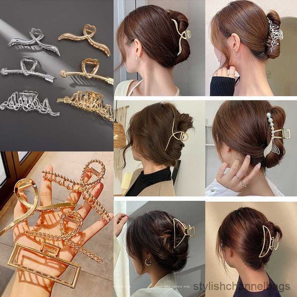 Andere Trend Geometrie Haar Klaue Clip für Frauen Gold Silber Farbe Metall Große Krabbe Kopfbedeckung Schmuck 2023 Großhandel