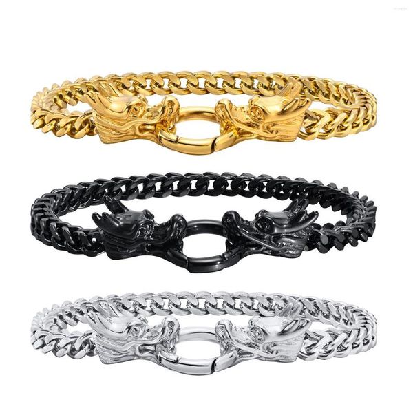 Braccialetti di collegamento Rubinetto a catena a chiglia piena luce in acciaio inossidabile di moda in gioielli alla moda Bracciale a 3 colori regalo per lui per Natale