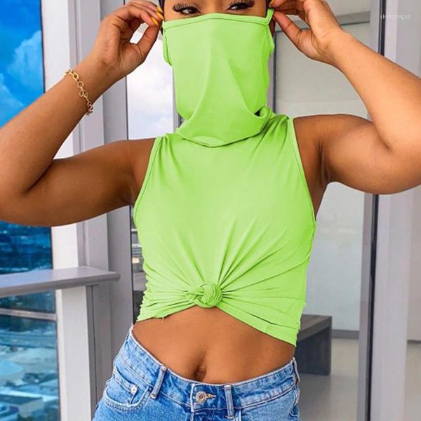 Frauen Tanks Sommer Kurze Tops Dreidimensionale Ärmellose Casual Lose Nabel Weste Overall Gesichtsmaske Frauen Sexy Crop Top