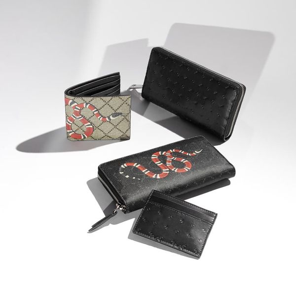 Klasik flep ophidia çoklu kart yuvası kimlik kartı tutucular cüzdan tasarımcısı ile kutu hediye deri madeni para çantaları kadın altın para kartı cüzdan erkek debriyaj küçük arı