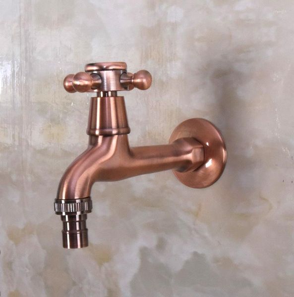 Torneiras de pia do banheiro Antigo Red Copper Brass Cruzada única Máquina de lavar torneira / água do jardim Tap / lavanderia Cold Taps AAV303