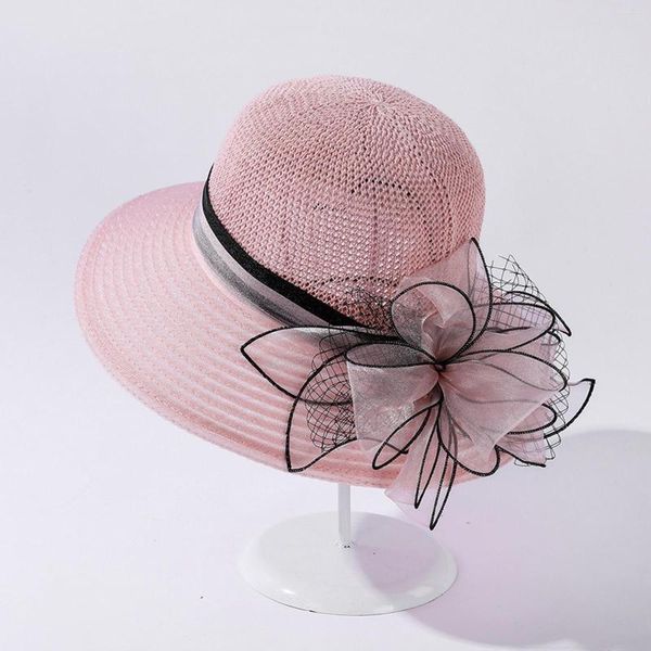 Berets Women Hat Bridal Wedding Tea Party Wide Brim Summ Sun Sun Bucket Linen