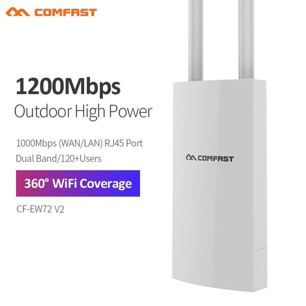 Yönlendiriciler Comfast AC1200 Dış Mekan Erişim Noktası Yüksek Güç 2.4G 5GHz Gigabit Yönlendirici/ AP/ Sokak Bahçesi için Uzun Menzilli Wifi Anten