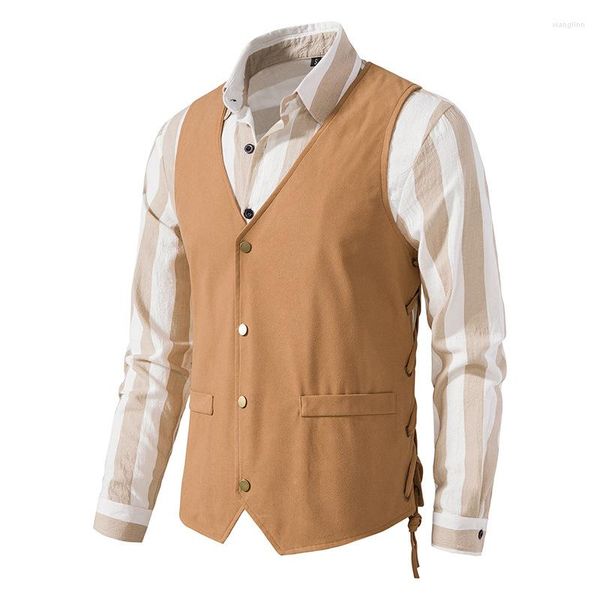 Gilet da uomo Mens Vintage Medievale Rinascimentale Pirata Gotico Steampunk Gilet vittoriano Gilet da uomo Costume da festa di Halloween Homme XXL