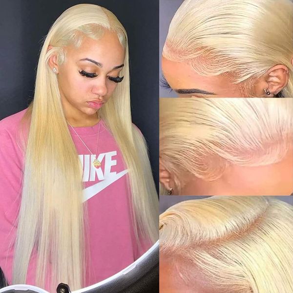 Günstige 613 Honig Blonde Gerade Spitze Front Echthaar Perücken Brasilianische 30 32 Zoll 13X6 Spitze Frontal Perücken Mit baby Haar Für Frauen