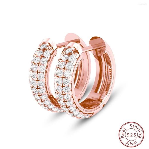 Orecchini a cerchio Moissanite in oro rosa per le donne Gioielli di marca di qualità di lusso con certificato Regalo di nozze di tendenza Top femminile