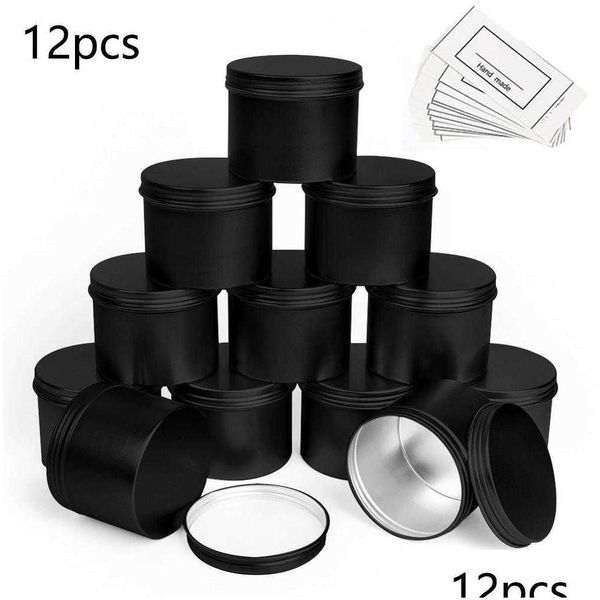 Depolama Şişeleri Kavanozlar 12 PCS 100ml Yuvarlak Boş Alüminyum Tin Kavan Çayı Paket Kutusu Snow Ktichen Pot Altın Sier Siyah Metal DH3RK İçer