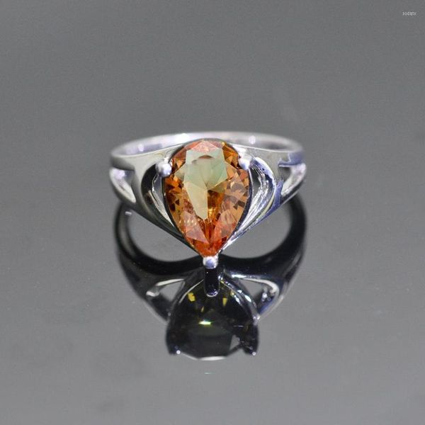 Кластерные кольца MH капля воды Diaspore Zultanite Gemstone Сплошное кольцо для женщин 925 Серебряное серебро Создано Цвет.
