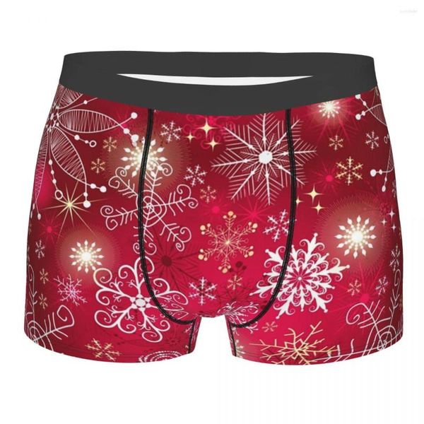 MUITOPANTES Sexy Pink Christmas Pattern Boxers shorts masculino alongamento clássico gradiente de neve clássicos design cuecas cuecas roupas íntimas