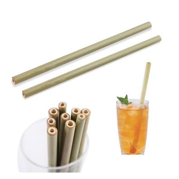 Питье соломки 100 шт. Натуральные бамбуковые STS 20 см 7,8 дюйма напитки ST Brush Brush Bar Drinkware Инструмента