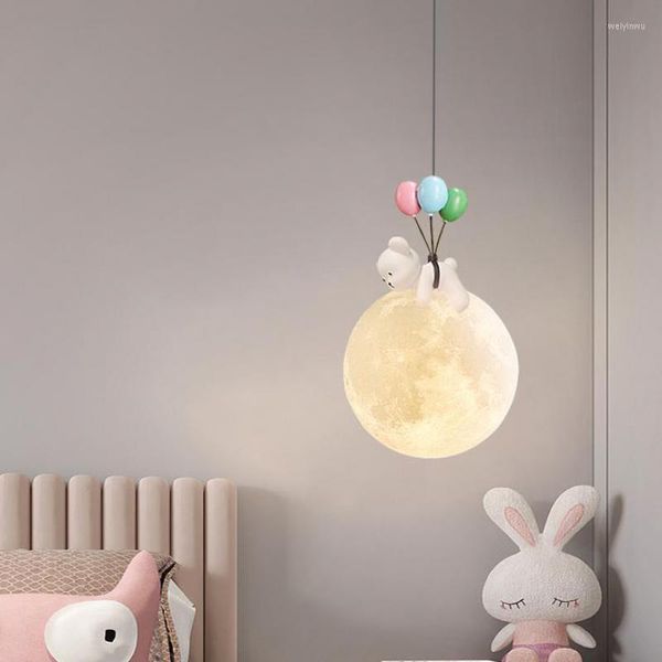 Lampade a sospensione Cartoon Warm Hanging Light Girl Boy Creativo LED Soffitto Illuminazione della stanza Nordic Net Red Baby Bedroom Lampada da comodino