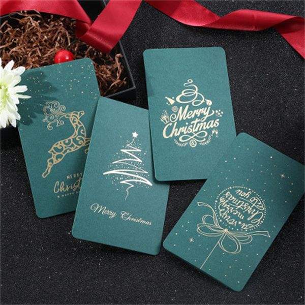 200pcs Feliz Natal Cartão de Saúde Véspera de Natal Bênção Bênção Presentes de Apreciação Madeirada Férias Greeting Creative Hollow Escultura