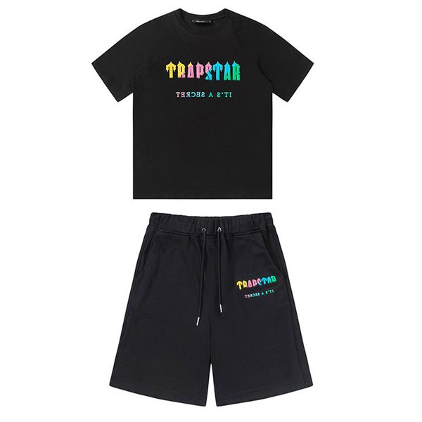 London Trendy Brand Designer SHOOTERS SHORT SET T-shirt da uomo pantaloncini stampa lettera lusso bianco e nero grigio arcobaleno colore sport estivi fashio