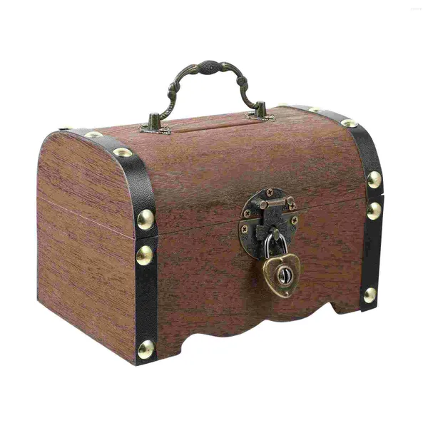 Gift Wrap Treasure Vintage Piggy Bank Scatola di legno Stash