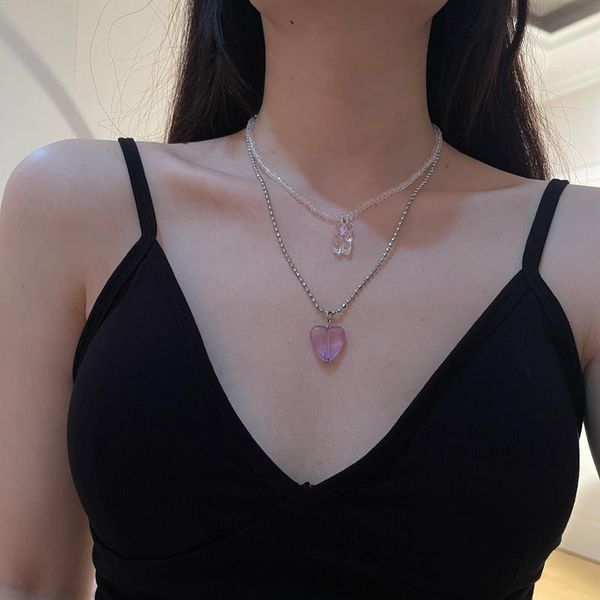 Designer Halskette Anhänger Halskette Liebhaber Schmuck Männer und Frauen Doppelring voller Diamanten zwei Reihen Diamant WomenGirl Valentine Mutter Anhänger Halsketten