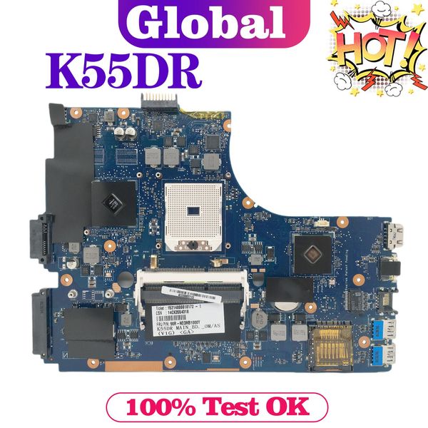 Placa -mãe K55DR Notebook PrainBoard para ASUS A55DR K55D K55DE K55N Laptop placa -mãe AMD Cartão gráfico 100% Orginal funcionando bem