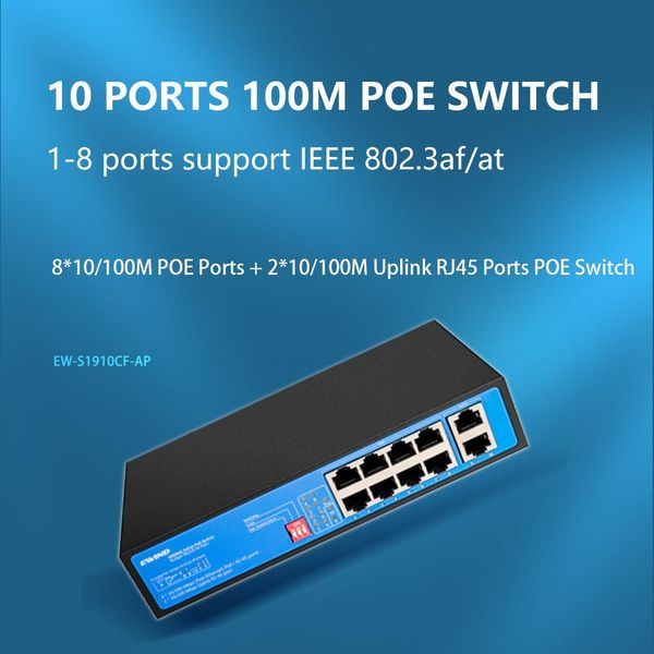 Steuerelement POE Switch 6/10 Ports Ethernet Switch mit SFP 10/100m POE -Netzwerkschalter für IP -Kamera/drahtlose AP/CCTV -Kamera AI Smart Switch