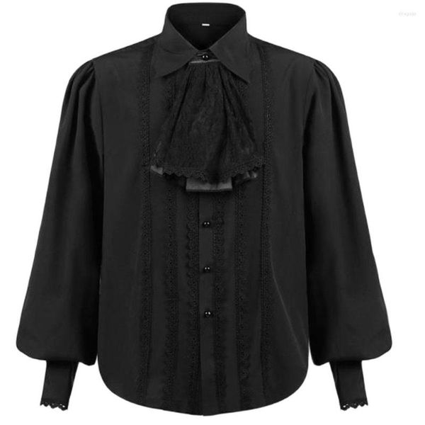 Herren-Freizeithemden, Herren-Piratenhemd, Vampir, Renaissance, viktorianisch, Steampunk, Gothic, gerüschte mittelalterliche Bluse, Halloween-Kostüm-Kleidung