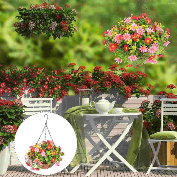 Dekorative Blumen Hängekorb Girlande Blumentopf Aufhänger Anhänger Künstliche Körbe Garten Fake