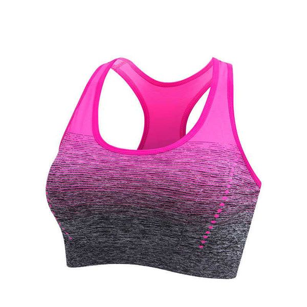 Sport-BHs mit hoher Elastizität und Atmungsaktivität, Fitness-Damenmatte, Laufen, Yoga, Fitnessstudio, nahtloser Schnitt, Farbverlauf, Sport-BH P230529