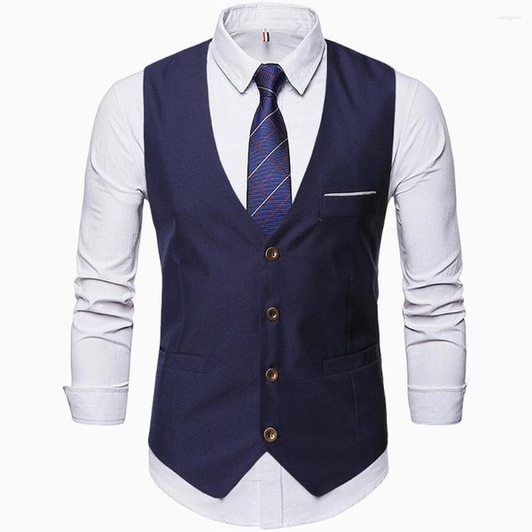 Coletes masculinos de colete masculino de colorido sólido Business Business Business Prom 2023 Genuine plus size vestido 5xl