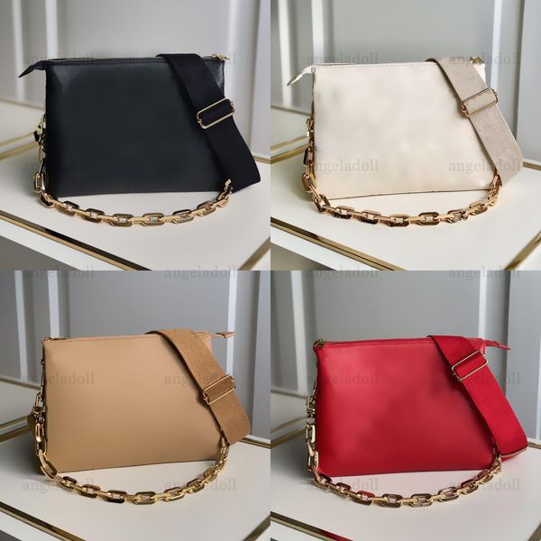 10A Mirror Quality Designers Small Coussin Bags 26cm Womens Handbag Couro Real Lambskin Zipper Bag Chain Clutch Luxury Black Shoulder Strap Bag With Box
