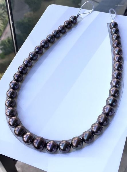 Correntes enormes elegantes naturais naturais de 11 a 13 mm de púrpura negra genuína um pouco de defeitos colares de pérolas para mulheres cadeias