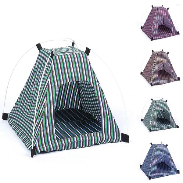 Kennels 42x42x40cm tenda de animais de estimação respirável cães listrados de cachorro listrado, adequado para cães de gatos pequenos e médios