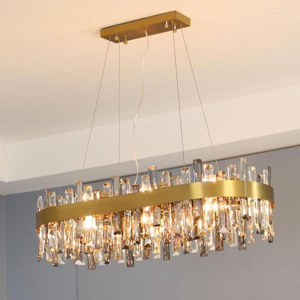 Kronleuchter Manggic Moderner Kristall-Kronleuchter für Wohnzimmer, luxuriöse Schlafzimmer-Beleuchtungskörper, ovale goldene Lampe
