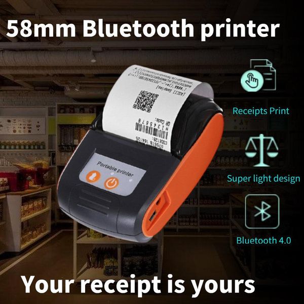 Принтеры мини -портативный принтер беспроводной Bluetooth -квитанции Thermal Printer