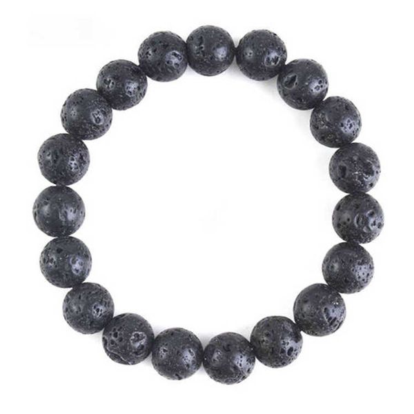 Bracciale in pietra lavica nera da 8 mm Bracciale in pietra di shungite Braccialetti di perline in shungite Pietre elastiche di cristallo Braccialetti di perline Energia per uomo Donna all'ingrosso