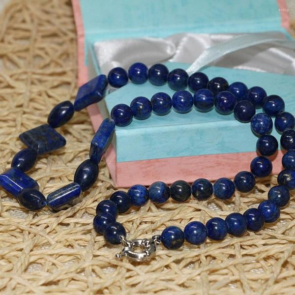 Ketten Natürliche ägyptische Lapislazuli Stein 8mm Runde Perlen Kette Halskette für Frauen Elegante Choker Anhänger Schmuck 18 Zoll BV432