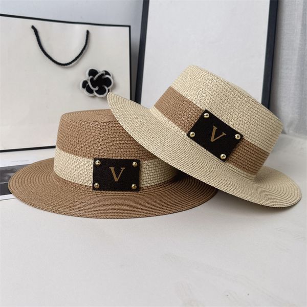 Chapéus de trança de grama da moda Luxurys Designer Straw Chapéu plano para homens da mulher primavera verão Casual atividades esportivas ao ar livre Sunshats