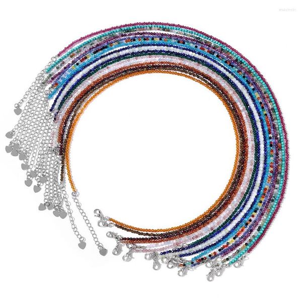 Catene Boemia Collana di perle sfaccettate 2mm Girocollo in pietra naturale Tormalina Ametista Collane di cristallo Per gioielli da donna Bracciale da uomo