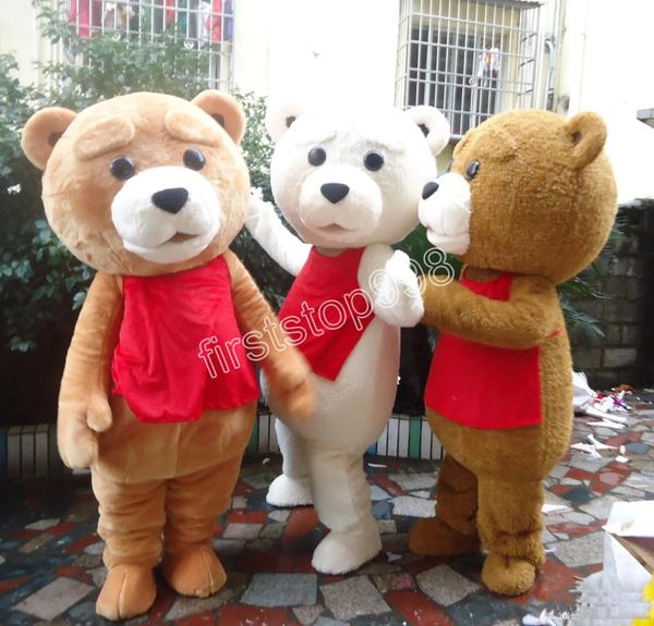 Teddy Bear Mascot Costume Desempenho Simulação de Cartoon Anime Personagem Adultos Tamanho do Natal A publicidade ao ar livre traje de roupa