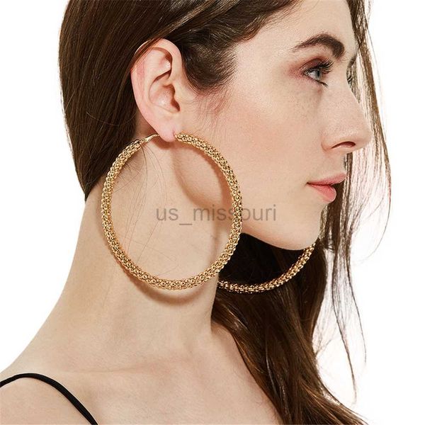 Stud Street Vintage Golden Big Circle Hoop Küpe Renkleri Y2K Kadınlar İçin Steampunk Kulak Yuvarlak Moda Küpe Partisi Takı 2023 J230529