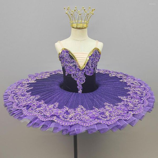 Bühnenkleidung Lila Professionelles Ballett-Tutu Schwanensee-Tutu Kinderkostüm-Outfit für Mädchentanz