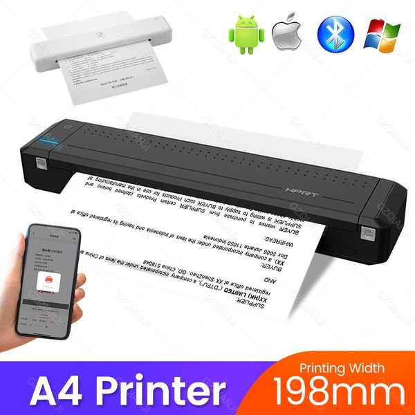 Stampanti HPRT MT800 Black White Black Portable Mini A4 Paper Stampante Bluetooth USB Connection Mobile Telefono per la riunione dell'ufficio utilizzando