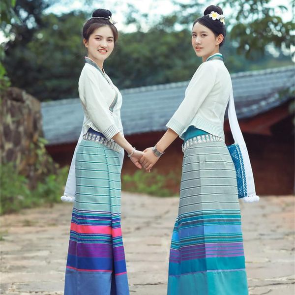 Abbigliamento etnico Thai Yunnan Dai Leisure Zen Costume casual Modern Fashion Travel Holidays Suit Top Skirt Ladies
