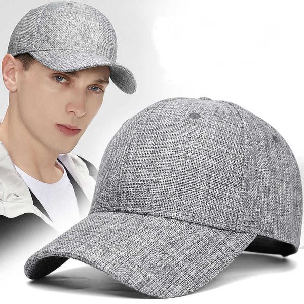 Snapbacks Deep Artificial Linen Baseball Cap Summer Outdoor Cool Sun Sun de tamanho grande masculino Cap 55-60cm 60-66cm G230529