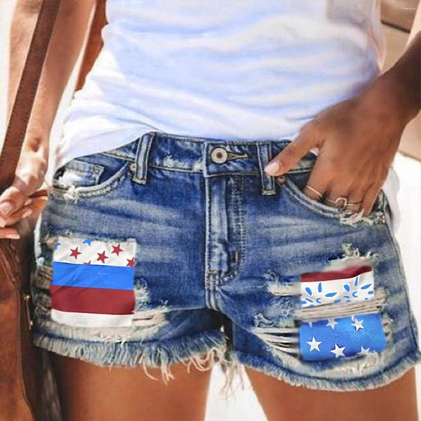 Shorts pour femmes femmes Vintage en détresse effiloché gland patché Denim court pour les femmes Sexy maillot de bain bas