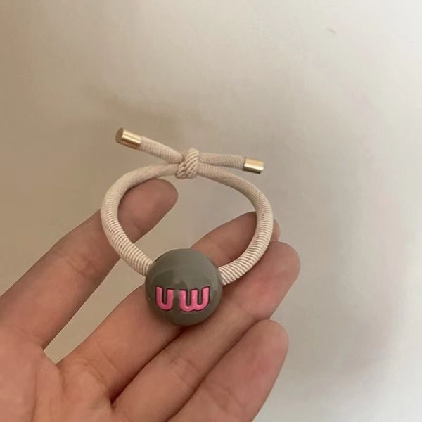 Miu Family Candy Letter Head Rope Macaron ins Ball Head Skin Muscle Hair Ornament Tie Hair Rope High Elastic