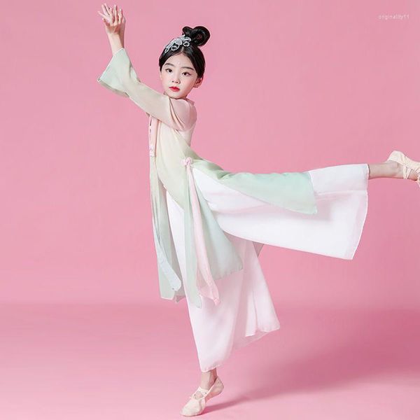 Roupas Define a dança clássica de menina Cloetes Roupos Fan de treinamento chinês elegante de estilo chinês