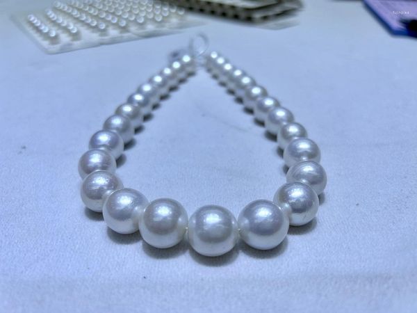 Catene Collana di perle Edison bianche per le donne Vintage 14-15mm Grandi regali di gioielli da sposa per feste rotonde (chiusura in argento gratuita)