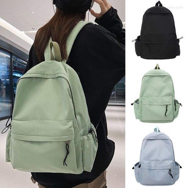 Bolsas escolares da bolsa de moda coreana da bolsa escolar Solid Cor simplicidade Nylon de grande capacidade Viajar mochila Mulheres Bolsa de laptop duplo