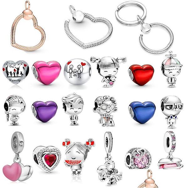 Braccialetti di fascino 925 Sterling Sier Bracciale San Valentino Ciondolo di perline per ragazze dei ragazzi Adatto gioielli da donna originali Pandora Fashi Dhtix