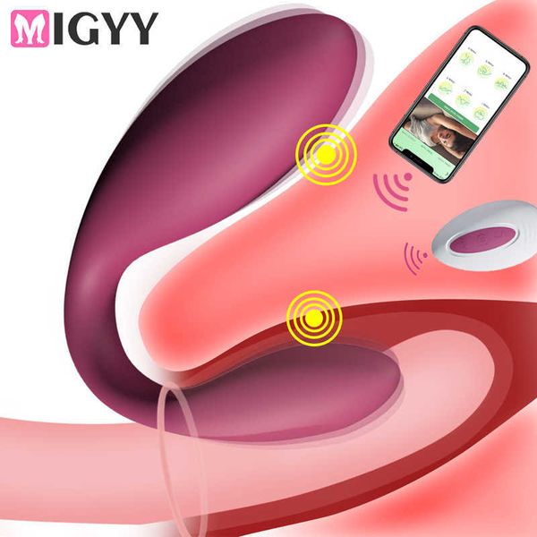 App Remote Control Uovo vibrante a forma di U Indossabile Doppio vibratore Piegatura Spot Vagina Masturbatore femminile Giocattoli sessuali